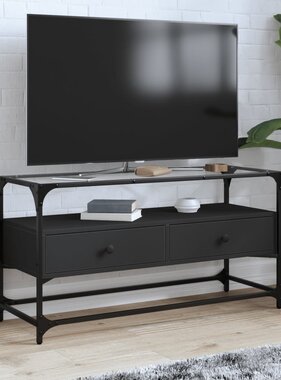 VidaXL Tv-meubel met glazen blad 98x35x51 cm bewerkt hout zwart