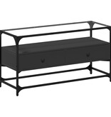 VidaXL Tv-meubel met glazen blad 98x35x51 cm bewerkt hout zwart