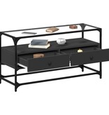 VidaXL Tv-meubel met glazen blad 98x35x51 cm bewerkt hout zwart