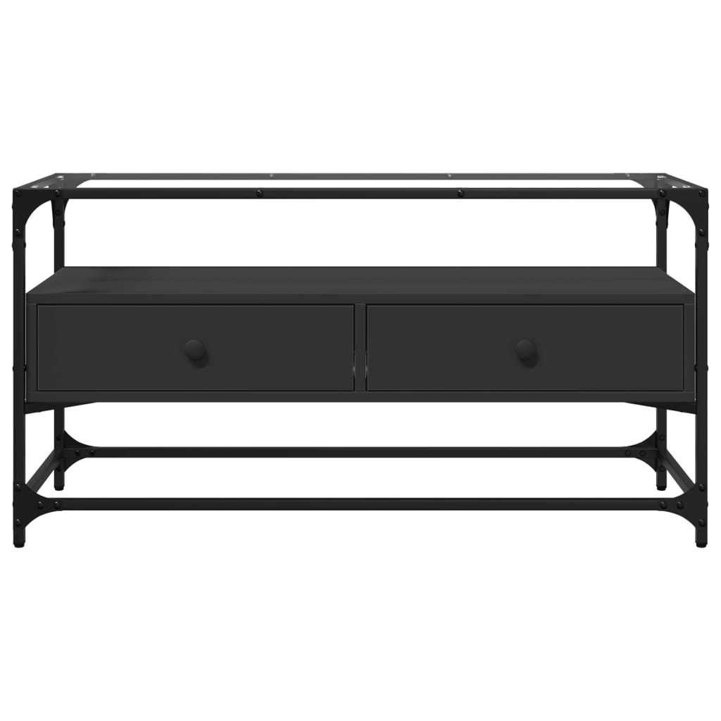 VidaXL Tv-meubel met glazen blad 98x35x51 cm bewerkt hout zwart