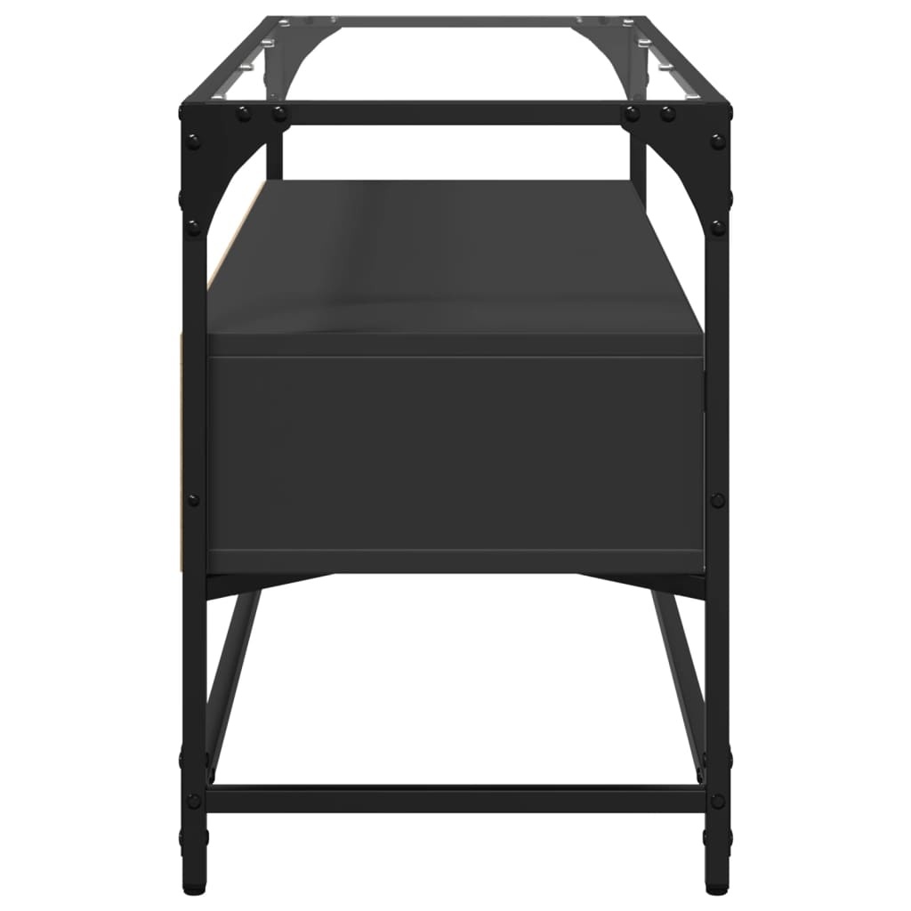 VidaXL Tv-meubel met glazen blad 98x35x51 cm bewerkt hout zwart