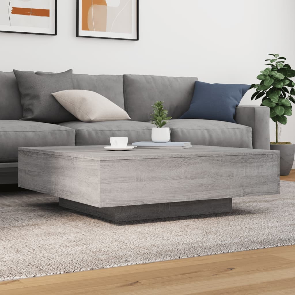 VidaXL Salontafel met LED-verlichting 100x100x31 cm grijs sonoma eiken