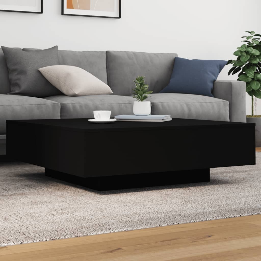 VidaXL Salontafel met LED-verlichting 100x100x31 cm zwart