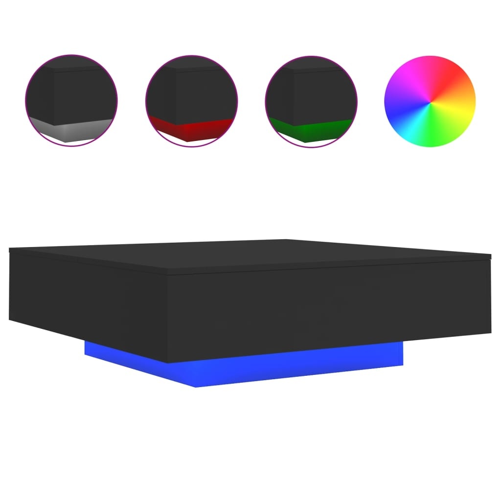 VidaXL Salontafel met LED-verlichting 100x100x31 cm zwart