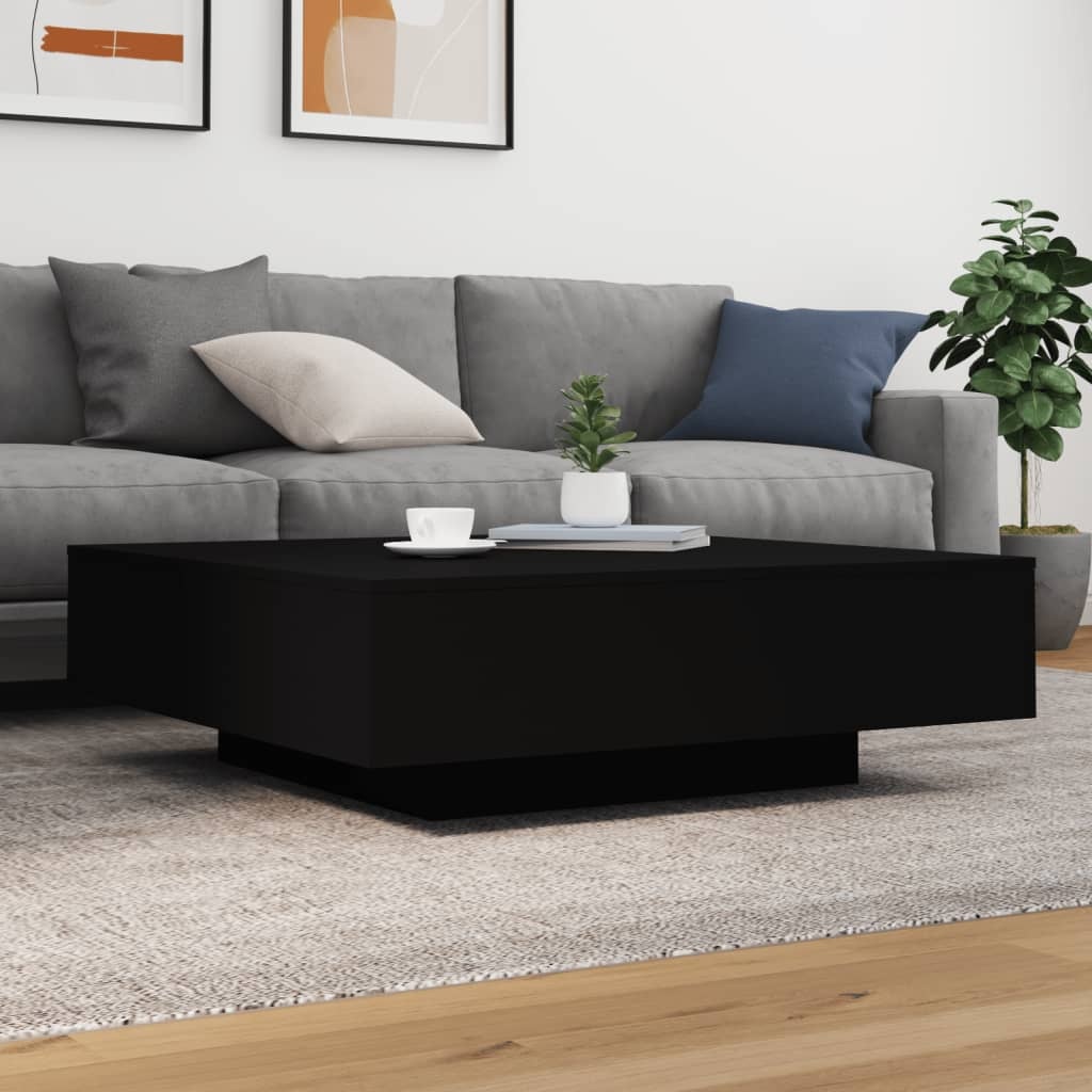 VidaXL Salontafel met LED-verlichting 100x100x31 cm zwart