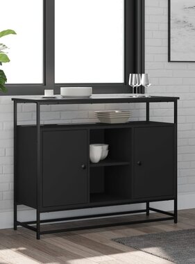 VidaXL Dressoir 100x35x80 cm bewerkt hout zwart