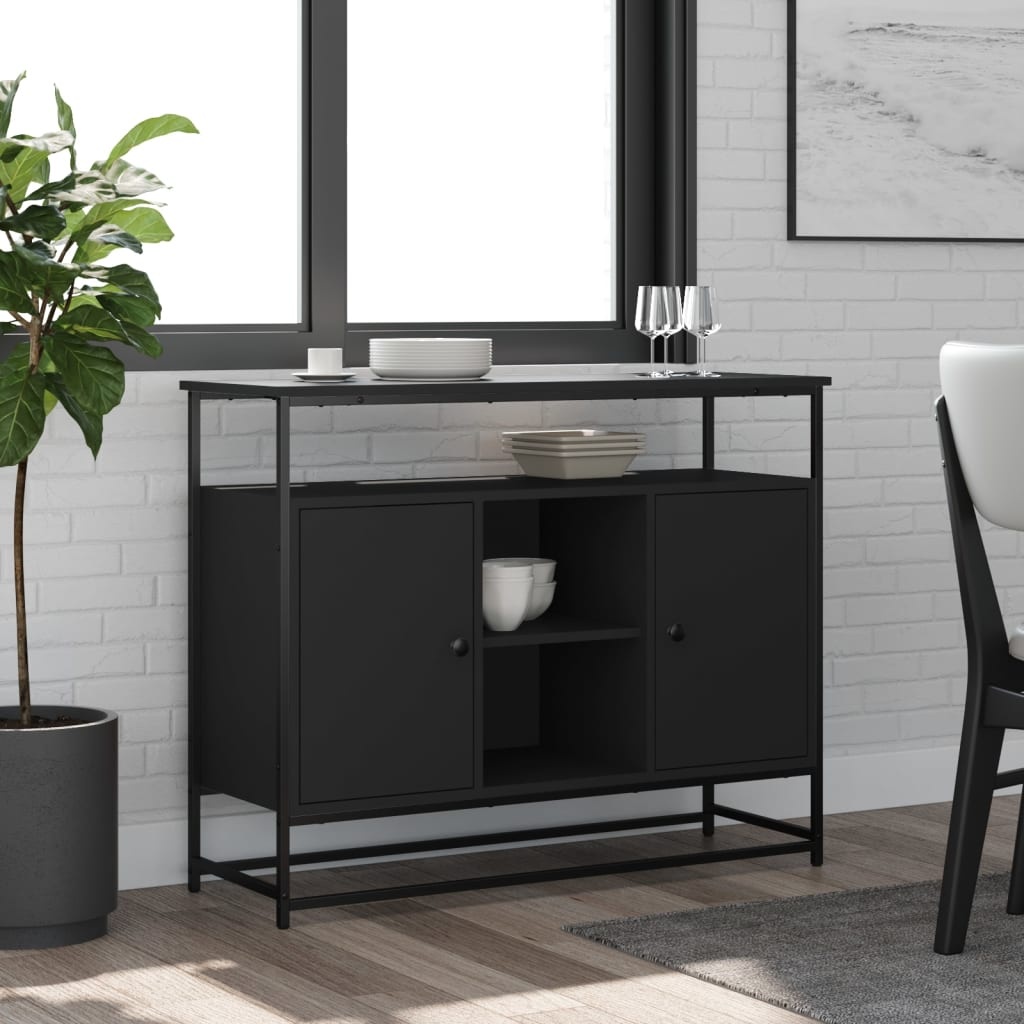 VidaXL Dressoir 100x35x80 cm bewerkt hout zwart