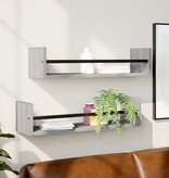 VidaXL Wandschappen met stangen 2 st 60x16x14 cm grijs sonoma