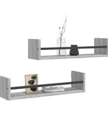 VidaXL Wandschappen met stangen 2 st 60x16x14 cm grijs sonoma