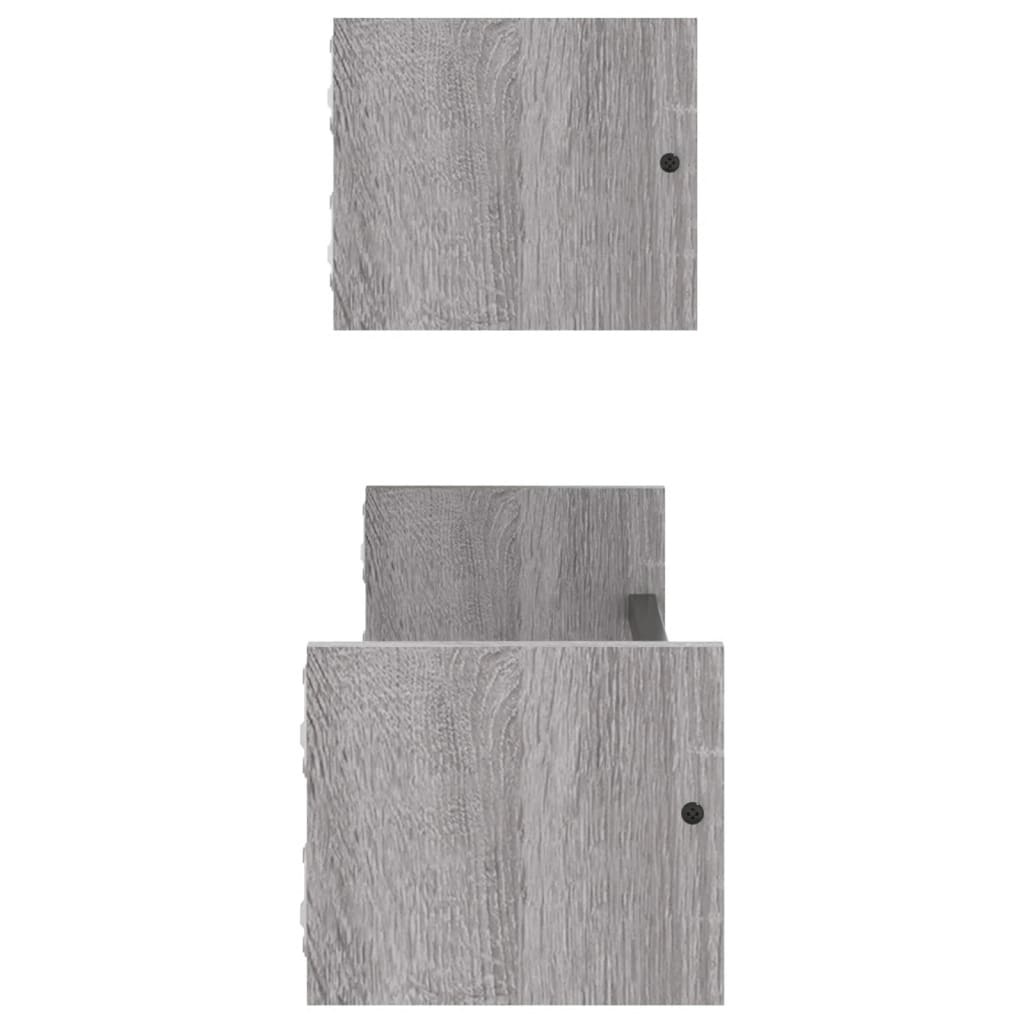 VidaXL Wandschappen met stangen 2 st 60x16x14 cm grijs sonoma