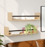VidaXL Wandschappen met stangen 2 st 60x16x14 cm sonoma eikenkleurig