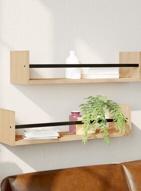 VidaXL Wandschappen met stangen 2 st 60x16x14 cm sonoma eikenkleurig