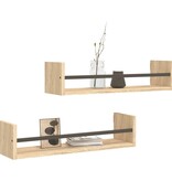 VidaXL Wandschappen met stangen 2 st 60x16x14 cm sonoma eikenkleurig