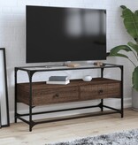 VidaXL Tv-meubel met glazen blad 98x35x51 cm hout bruin eikenkleurig