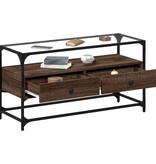 VidaXL Tv-meubel met glazen blad 98x35x51 cm hout bruin eikenkleurig