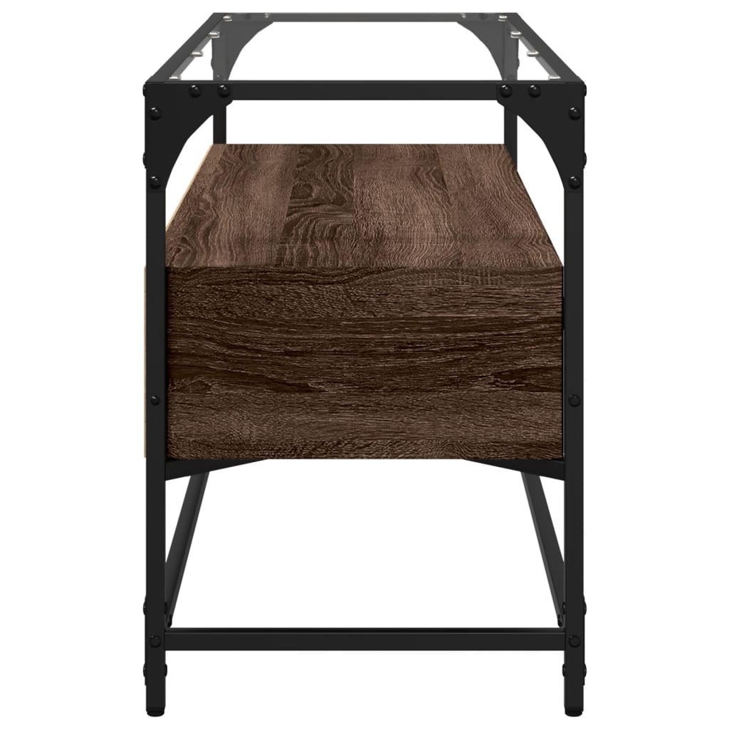 VidaXL Tv-meubel met glazen blad 98x35x51 cm hout bruin eikenkleurig