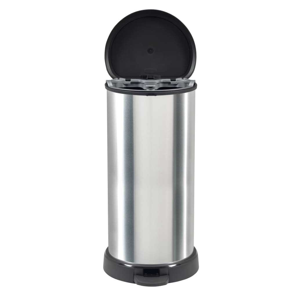 VidaXL Pedaalemmer Deco D-vormig 40 L zilverkleurig