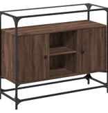 VidaXL Dressoir met glazen blad 98x35x81 cm hout bruin eikenkleurig