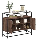 VidaXL Dressoir met glazen blad 98x35x81 cm hout bruin eikenkleurig