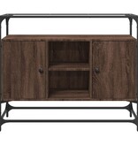 VidaXL Dressoir met glazen blad 98x35x81 cm hout bruin eikenkleurig