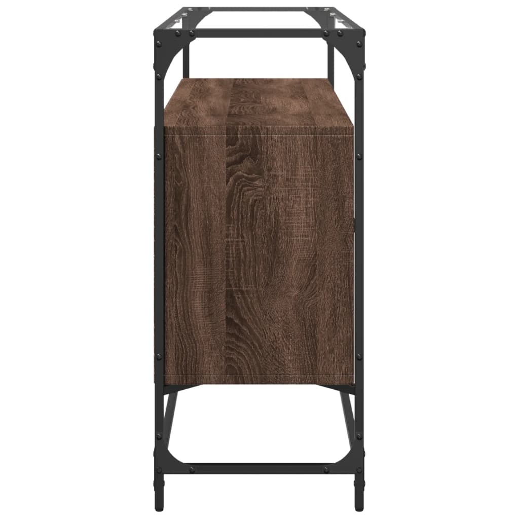 VidaXL Dressoir met glazen blad 98x35x81 cm hout bruin eikenkleurig