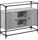 VidaXL Dressoir met glazen blad 98x35x81 cm bewerkt hout grijs sonoma