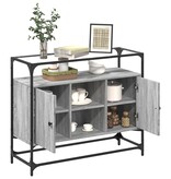 VidaXL Dressoir met glazen blad 98x35x81 cm bewerkt hout grijs sonoma