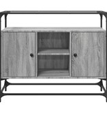 VidaXL Dressoir met glazen blad 98x35x81 cm bewerkt hout grijs sonoma