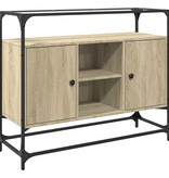 VidaXL Dressoir met glazen blad 98x35x81 cm hout sonoma eikenkleurig