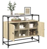 VidaXL Dressoir met glazen blad 98x35x81 cm hout sonoma eikenkleurig