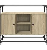 VidaXL Dressoir met glazen blad 98x35x81 cm hout sonoma eikenkleurig