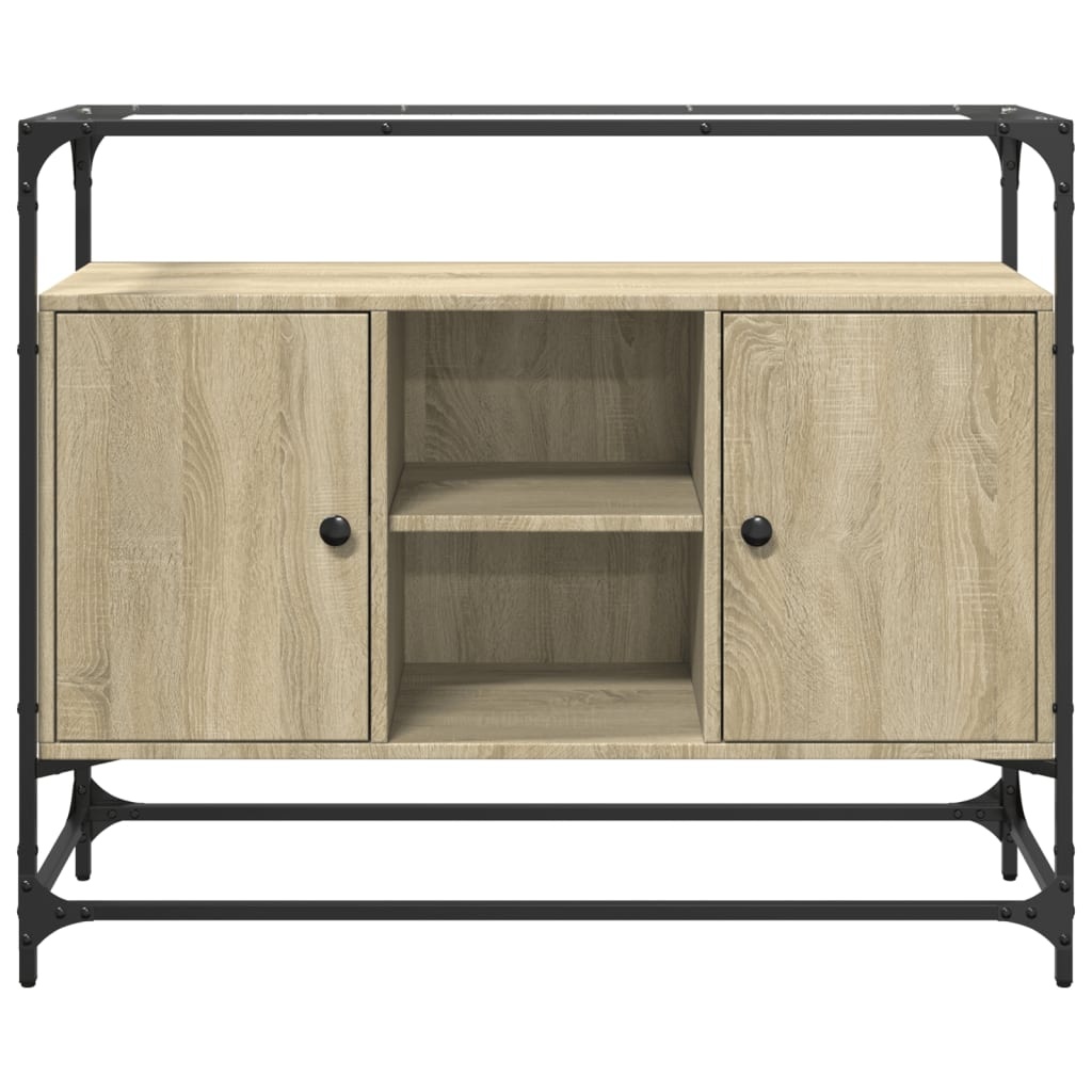 VidaXL Dressoir met glazen blad 98x35x81 cm hout sonoma eikenkleurig