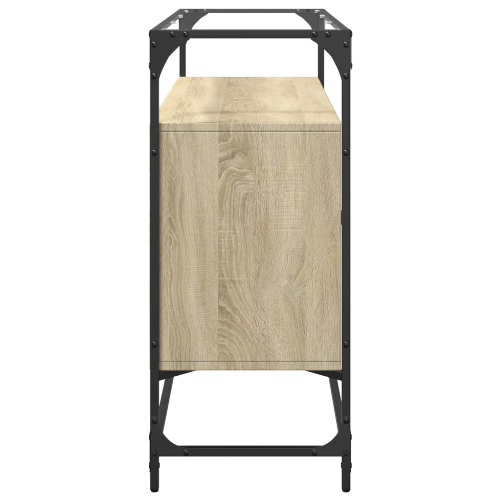 VidaXL Dressoir met glazen blad 98x35x81 cm hout sonoma eikenkleurig