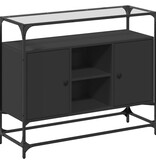 VidaXL Dressoir met glazen blad 98x35x81 cm bewerkt hout zwart