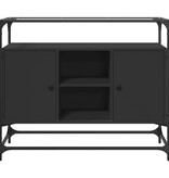 VidaXL Dressoir met glazen blad 98x35x81 cm bewerkt hout zwart