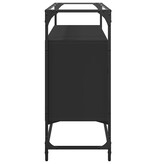 VidaXL Dressoir met glazen blad 98x35x81 cm bewerkt hout zwart