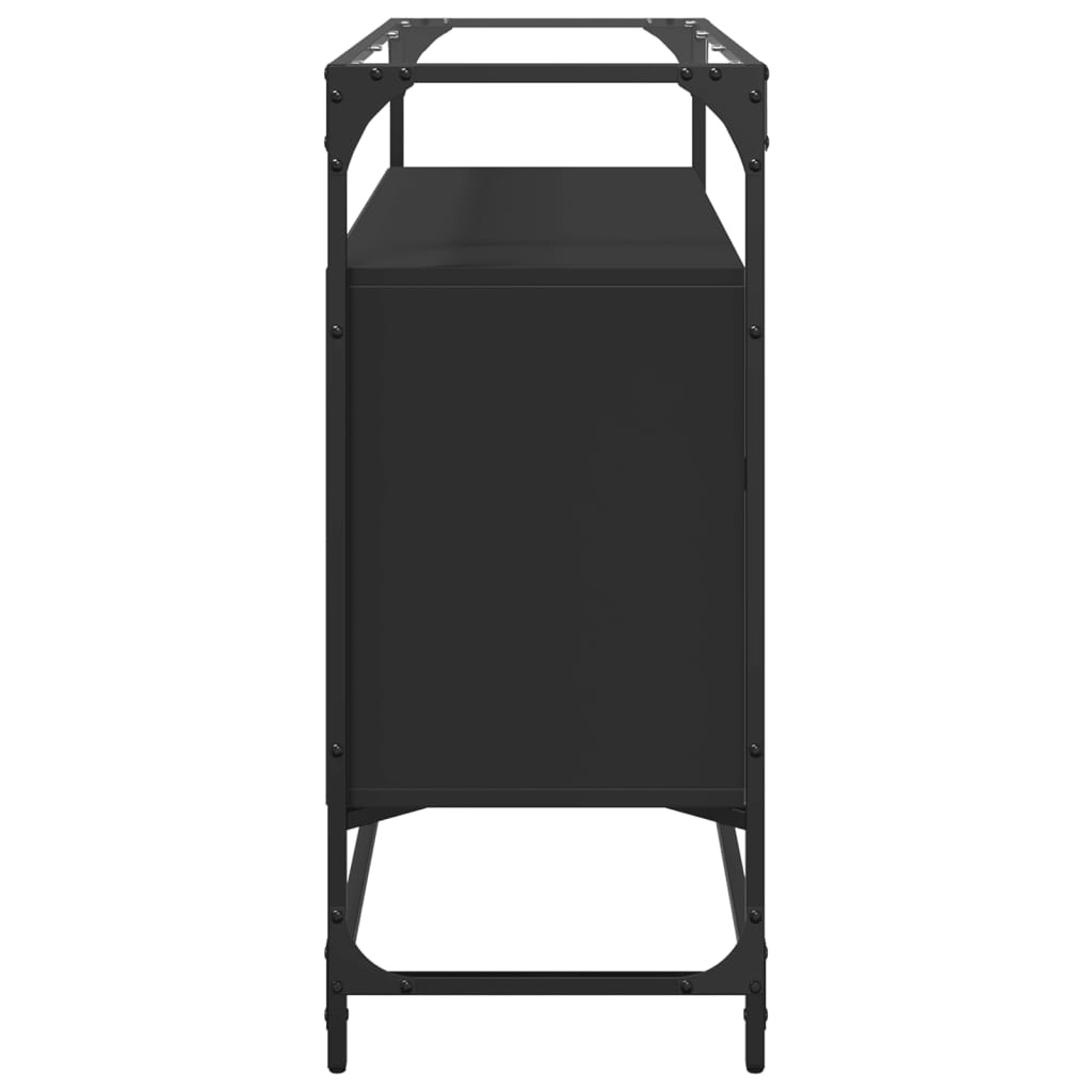 VidaXL Dressoir met glazen blad 98x35x81 cm bewerkt hout zwart