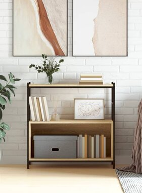 VidaXL Boekenrek 80x30x78,5 cm bewerkt hout en ijzer sonoma eikenkleur