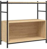 VidaXL Boekenrek 80x30x78,5 cm bewerkt hout en ijzer sonoma eikenkleur