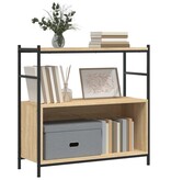 VidaXL Boekenrek 80x30x78,5 cm bewerkt hout en ijzer sonoma eikenkleur