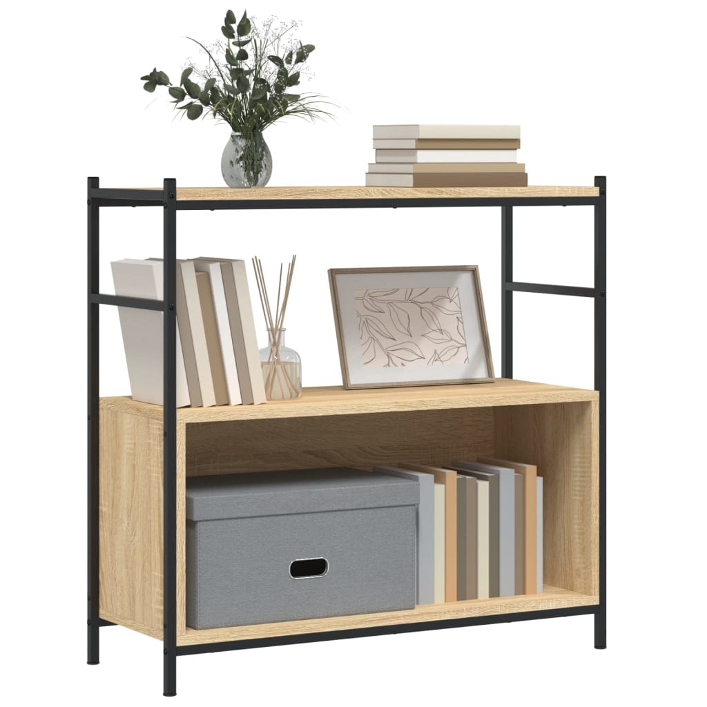 VidaXL Boekenrek 80x30x78,5 cm bewerkt hout en ijzer sonoma eikenkleur