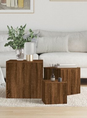 VidaXL Bijzettafels 3 st bewerkt hout bruin eikenkleur