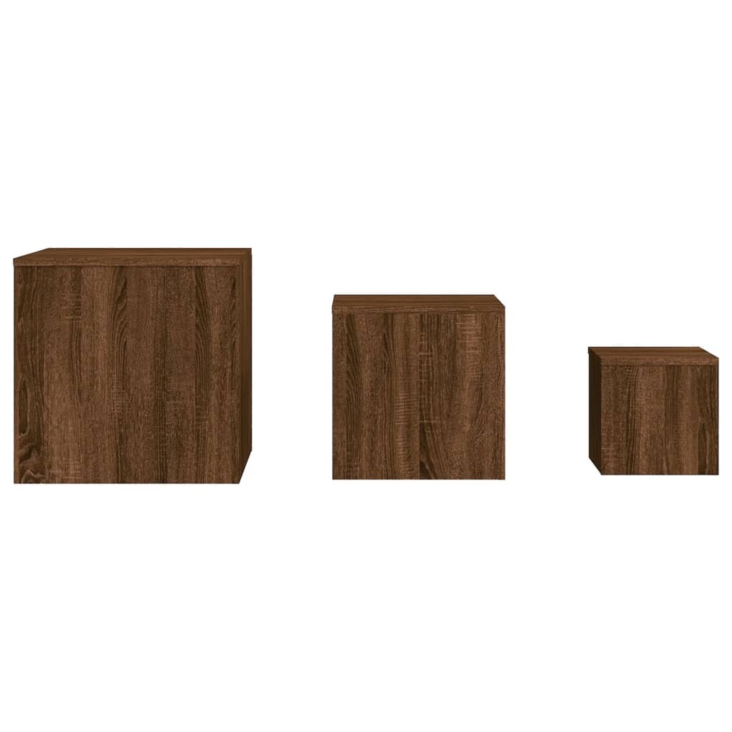 VidaXL Bijzettafels 3 st bewerkt hout bruin eikenkleur