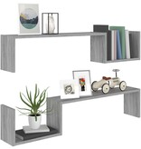 VidaXL Wandschappen 2 st 100x15x20 cm bewerkt hout grijs sonoma eiken