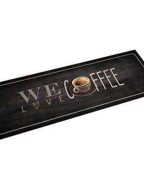 vidaXL Keukenmat wasbaar koffietekst 60x180 cm fluweel