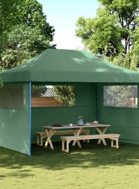 vidaXL Partytent inklapbaar pop-up met 3 zijwanden groen