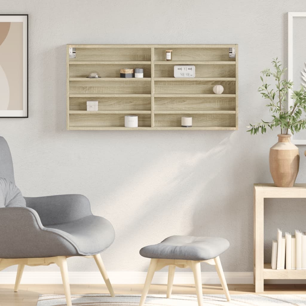 VidaXL Vitrinekast 100x8,5x50 cm bewerkt hout sonoma eikenkleurig