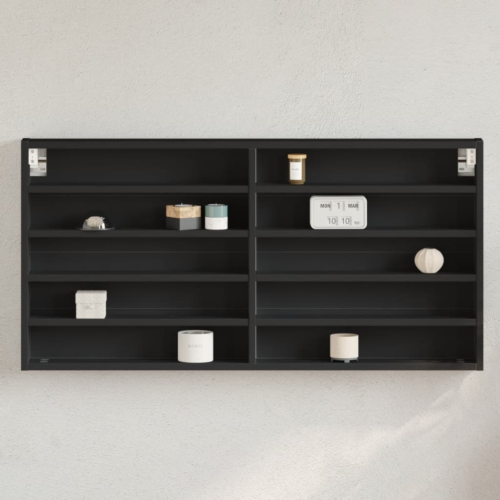 VidaXL Vitrinekast 100x8,5x50 cm bewerkt hout zwart