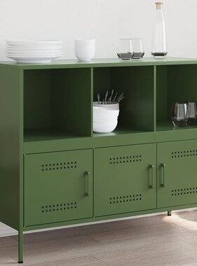 VidaXL Dressoir 100,5x39x79 cm koudgewalst staal olijfgroen