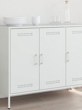 VidaXL Dressoir 100,5x39x79 cm koudgewalst staal wit